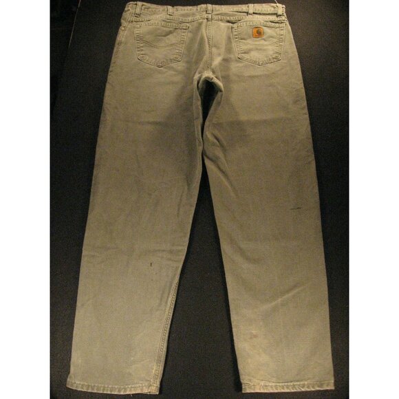 Carhartt Jeans Men's 41 x 34 MEASURED - Green Denim 'Stains Workwear - Picture 2 of 11
